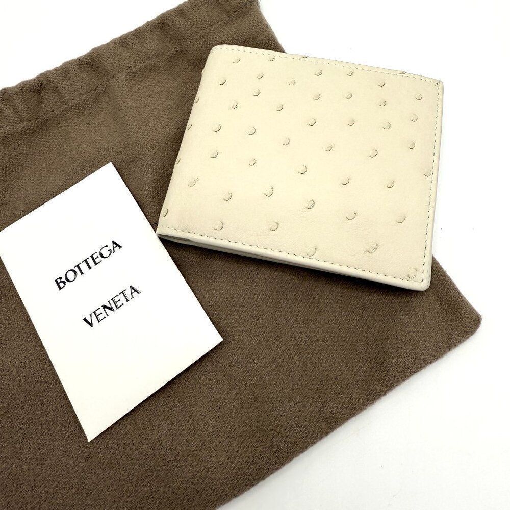 Bottega Veneta Ivory Ostrich Bifold Wallet